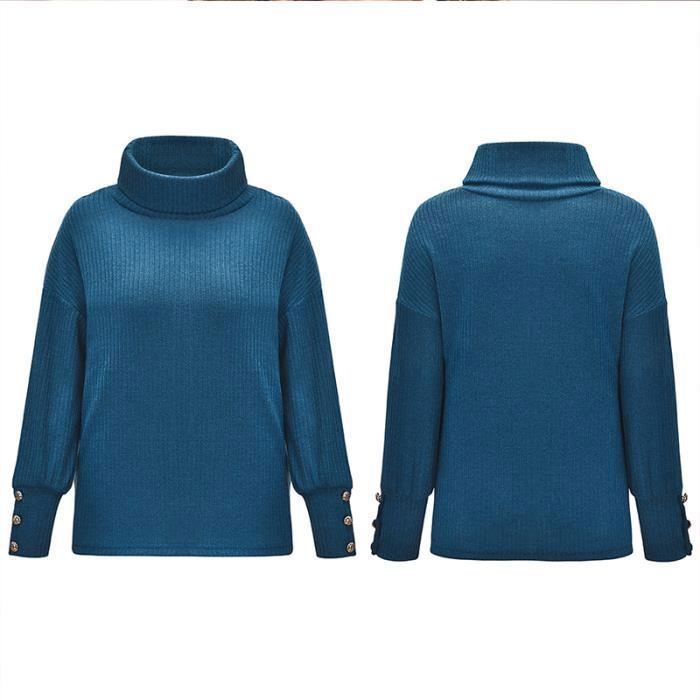 pull col montant Femme de Marque pull tendance Femme courte a manches longues pull hiver Chaud Femme Gris clair