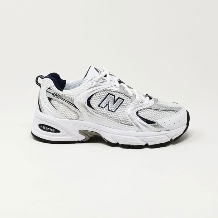 Basket New Balance 530 Blanc Gris CS Femme Cuir Lacets Blanc Cdiscount Chaussures