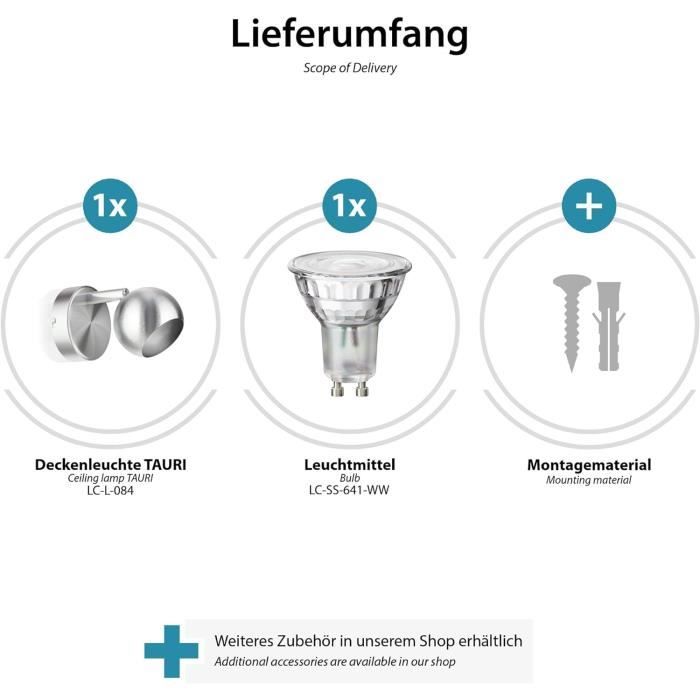 Ledscom.de Applique murale TAURI, à une flamme, ampoule LED GU10 ...