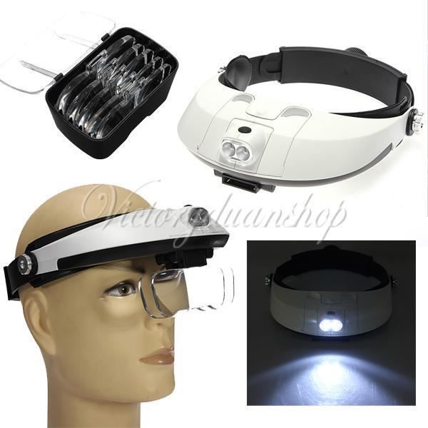 Lunettes Loupe LED Avec 5 Lentilles Interchangeables - Bandeau Réglable - Pour Travaux Minutieux, Pose De Cils, Bricolage