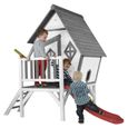 AXI Cabin XL Maison Enfant avec Toboggan rouge | Aire de Jeux pour l'extérieur en gris & blanc | Maisonnette / Cabane de Jeu en Bois-2