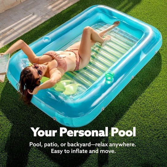 Lot de 2 Lit Flottant Piscine avec Pompe à Air, Hamac Gonflable Pliable pour Adultes, Piscine/Plage/Vacances XSHWYAN - Jeux - Jouets