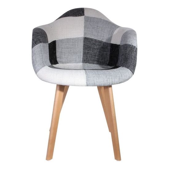 Fauteuil Scandinave Patchwork Gris Autres Gris Blanc