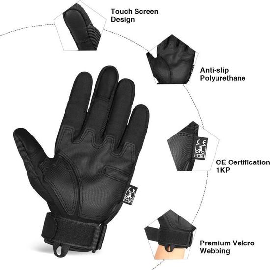 PNGOS Gants De Moto Pour Homme Et Femme, Respirants, écran Tactile, Doigts Complets Pour Gants De Motocross, VTT, Hommes, Pour La Conduite, Le Cyclisme, La Trottinette (M