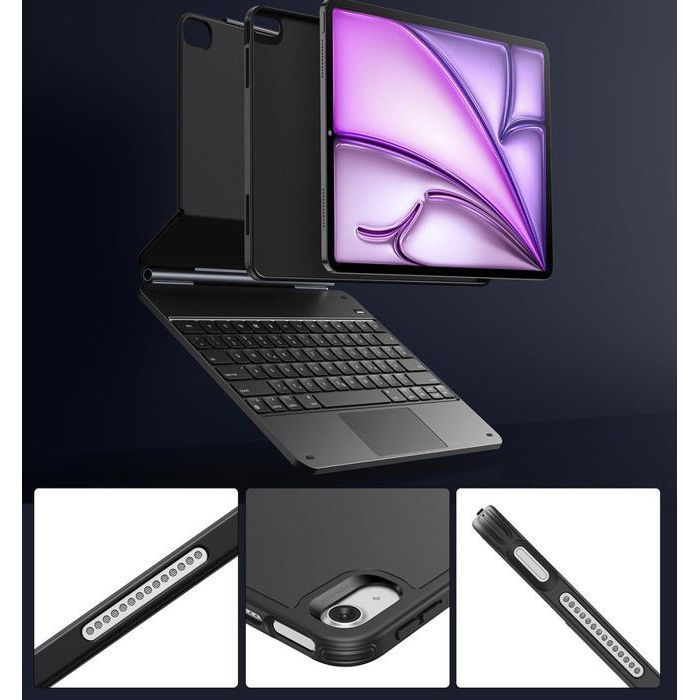 Étui De Clavier Compatible Avec IPad Mini 7, A17Pro 2024, Air 11 13 M2 2024 Ipad Pro 11 12.9 Air 5 4 10.9 7th 8th 9th 10.2 Keyboard Case 360° Rotatable Backlit Keyboard Cover P 25908736