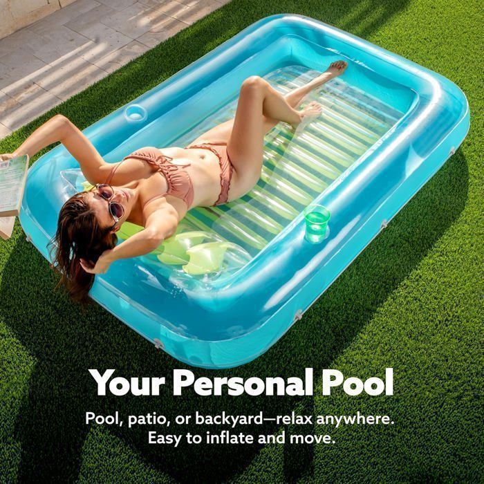 YOOSI Lot de 2 Flottant Hamac Gonflable, Flottantes Hamac Jouet pour Adulte, 4 in 1 Bouee Piscine Adulte,Matelas Gonflable Piscine, avec 1 Pompe à Air Manuelle, pour Plage Partie etc