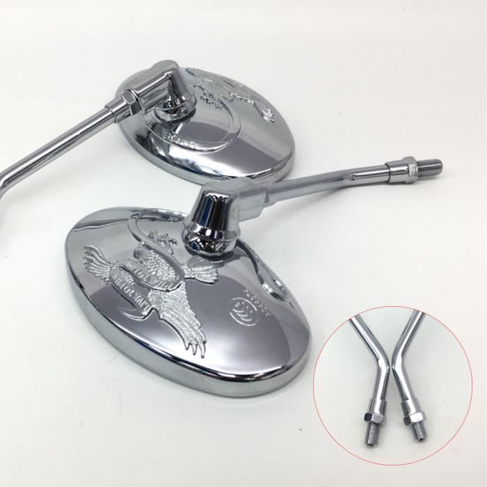 Rétroviseurs Chromés 10 Mm Pour Moto – Réglables 360°, Compatibles Honda, Suzuki, Scooter, ATV, Non Compatibles Yamaha