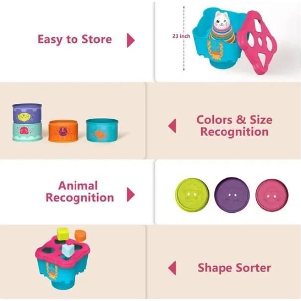 MOONTOY Jouet Cubes Empilables bébés Enfant 1 an, avec Chiffres, Lettres, Motifs