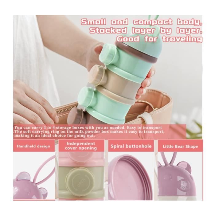 Doseur De Lait En Poudre Empilable 5 étages - 21x7 Cm, Compartiments Amovibles, Pour Bébé, Collations, Voyages