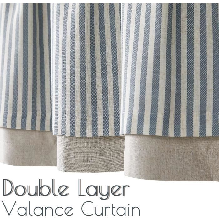 Rideau Brise-Bise Double Couche En Lin À Rayures - Petit Rideau De ...