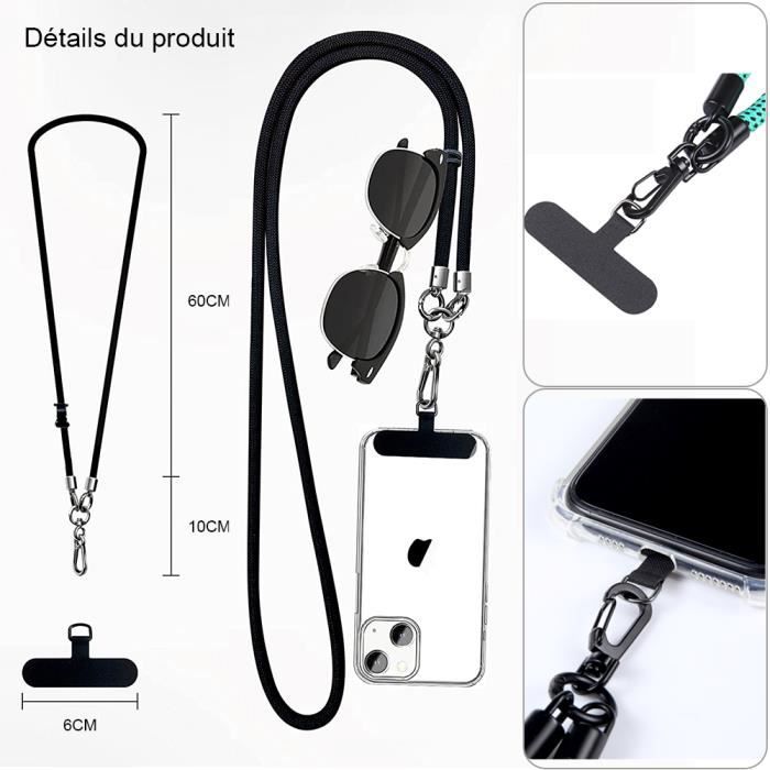 Coque - EF CONNECTION - pour iPhone 15 Pro Max - Antichoc - Anti-Rayure - Cordon Pratique Noir - Téléphonie