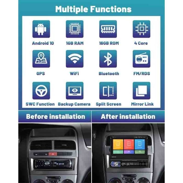 Autoradio Android 1 Din avec GPS 7 Pouces Écran Tactile Flip Out Poste Radio  Voiture Bluetooth Radio FM Bluetooth Mains Libre [91] - Cdiscount Auto