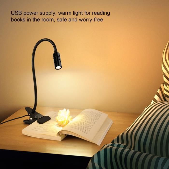 GOTOTOP Lampe à pince pour étudiants Lumière à Clip de Lecture Étudiants  Lampe de Cou Flexible à 360 ° Lampe à Pince USB