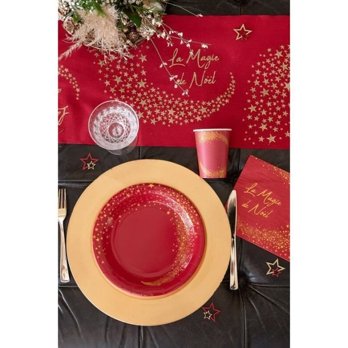 Assiette carton magie des étoiles de Noël rouge et doré (x10) REF/7452 -  Cdiscount Maison