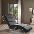 Méridienne London Chaise longue d’intérieur design avec fonction de massage chauffage Fauteuil relax salon noir-3