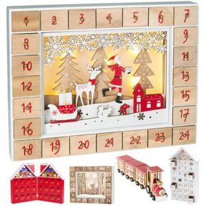 Calendrier De L'Avent 2025 En Bois Avec Sapin Et Décorations - 24 Jours Avant Noël - Décoration Interactive Pour Adultes Et Enfants - 12