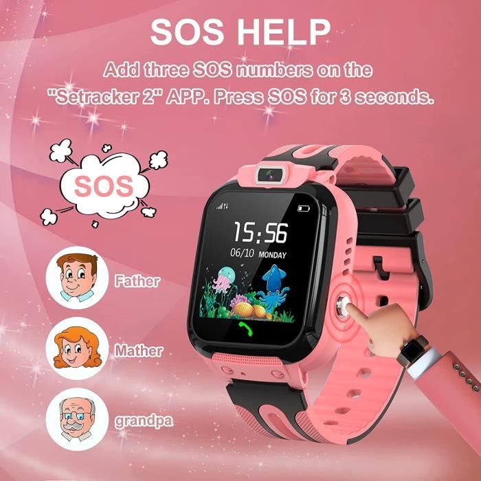 Montre connect e enfant 123 Tracker tanche avec cam ra Rose