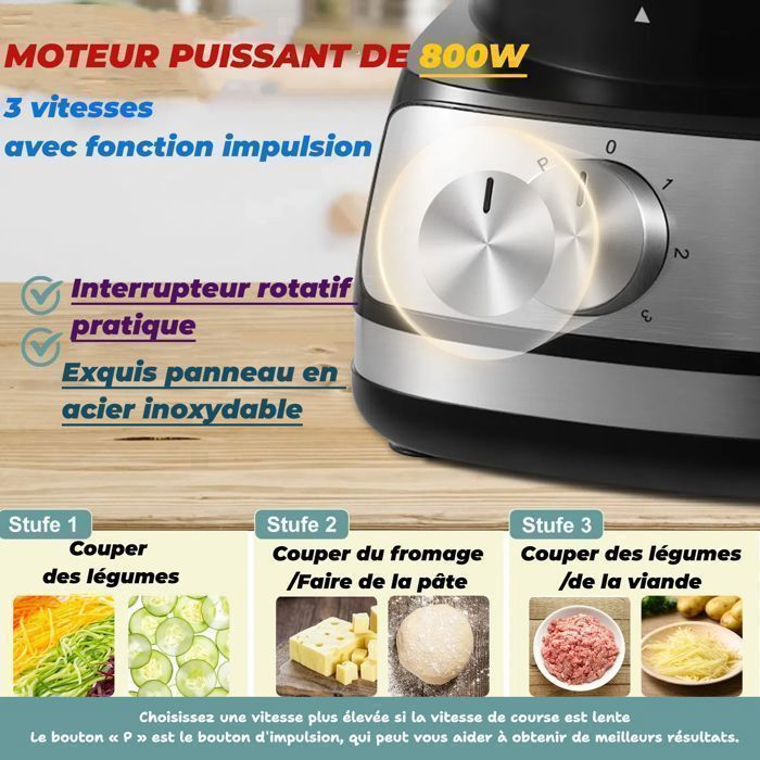 Robot multifonction - FIMEI - Compact 12 en 1 - Bol 3.5L - 1300W - Noir/Inox - Electroménager Robot multifonction - FIMEI - Compact 12 en 1 - Bol 3.5L - 1300W - Noir/Inox - Electroménager