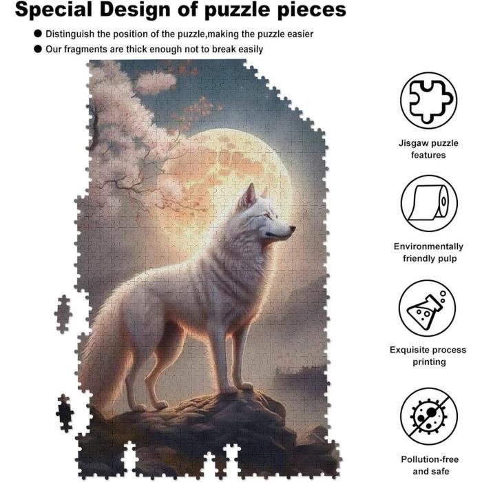 Puzzle 1000 Pièces Adultes Puzzle 1000 Pièces Wolf - Animaux Sauvages - 70x50cm - Défi Familial - Cadeau Éducatif Puzzle Défi Adulte