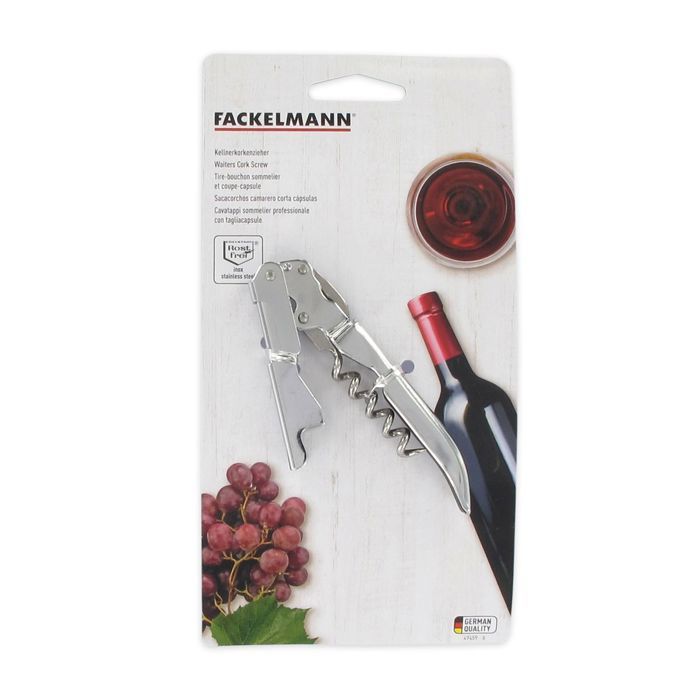 Coffret Cadeau Vin Fackelmann 4 Pièces - Tire-Bouchon Limonadier, Bouchon Verseur Et Collier - Parfait Pour Amateurs De Vin Rouge, Blanc Ou Rosé
