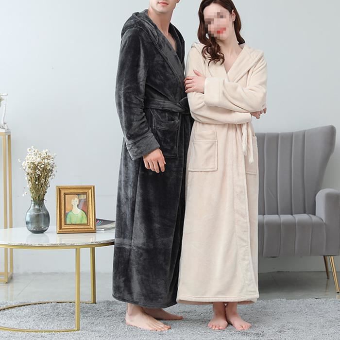 Peignoir de Bain Peluche avec Capuche et Poches Ultra Douce Confort Peignoir pour Femme Homme Sortie de Bain Hiver Couleur F XL Cdiscount Maison