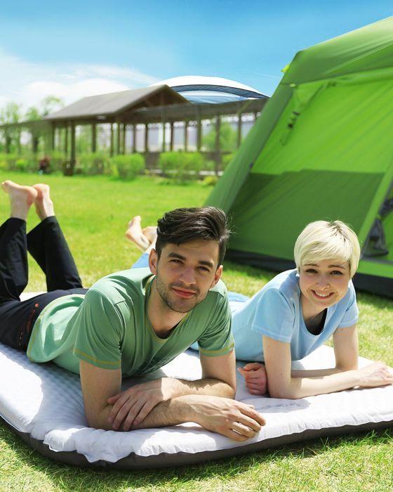 Matelas De Camping KingCamp Gonflable 2 Places - 201x141x15 Cm, Léger (2.45kg), Avec Sac Gonflable Intégré