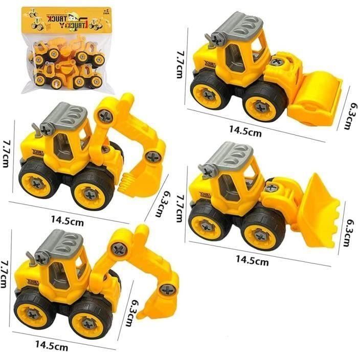 Véhicules de Construction Démonter et Assemblage, Jeux de Construction, 4  en 1 DIY Tracteur Jouet pour Enfant Garçon de 2 3 4 5 Ans