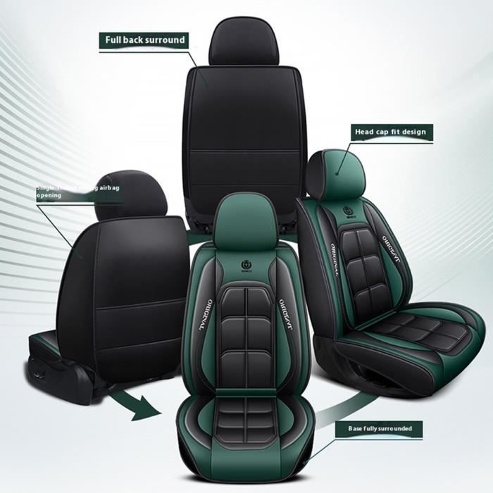 Housse De Siège Auto Universelle En Cuir PU - Protection 4 Saisons, Antidérapante, Pour Voiture, Camion, SUV (1 Siège Arrière Noir) - 7
