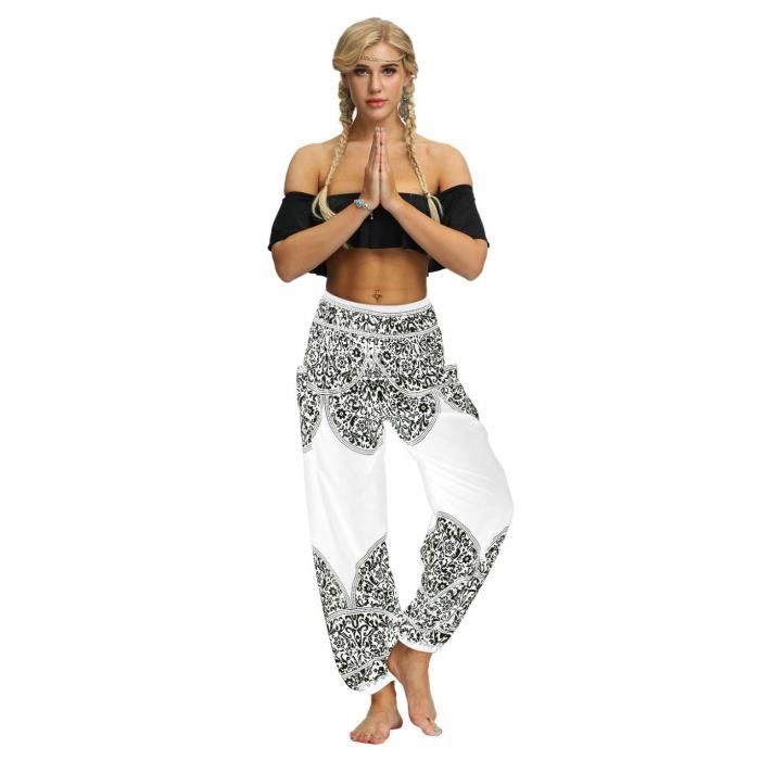 Pantalon de Yoga Sarouel Femme KJEHOME Large Jambe Taille Haute Style Boheme Ethnique Violet Violet Cdiscount Pret a Porter