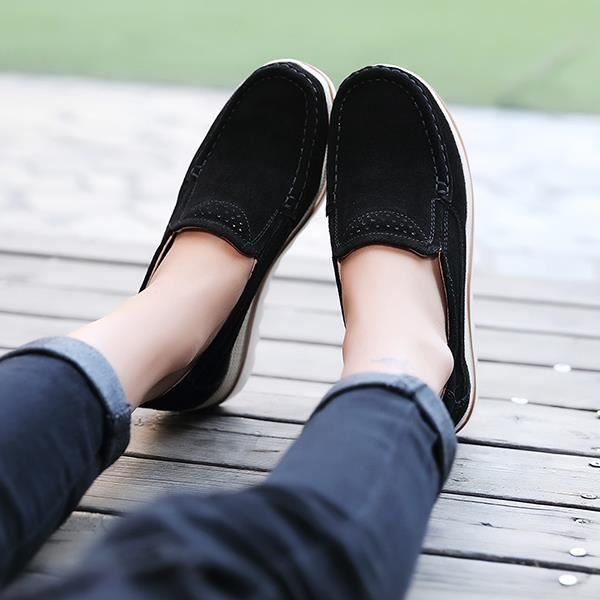 Socofy Chaussures Bout Rond en Daim Respirant pour Femmes