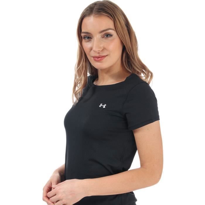 T Shirt Fitness Femme Under Armour HeatGear Armour Noir Manches