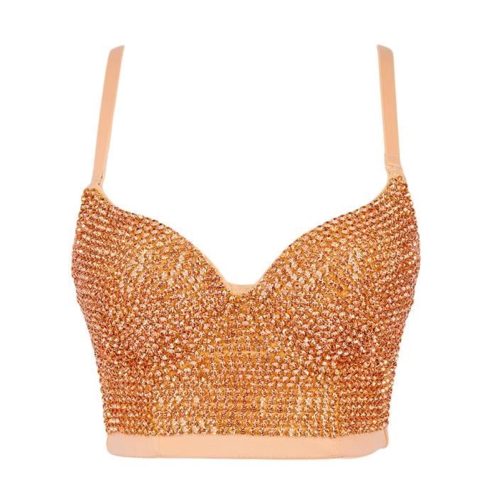 Gilet Les femmes Corset Strass Top Bustier Sexy Argent Paillettes