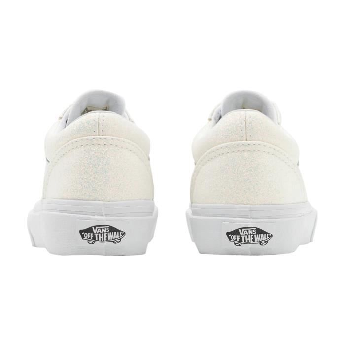 Basket a Lacets Enfant Vans Old Skool Mixte Blanc Rond A lacets
