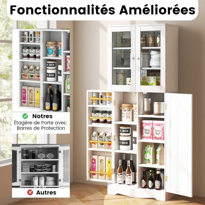 Meuble De Rangement Avec éclairage LED Hzuaneri - Buffet Cuisine 35x100x80 Cm, 2 Portes Coulissantes, Prises Intégrées - Noir