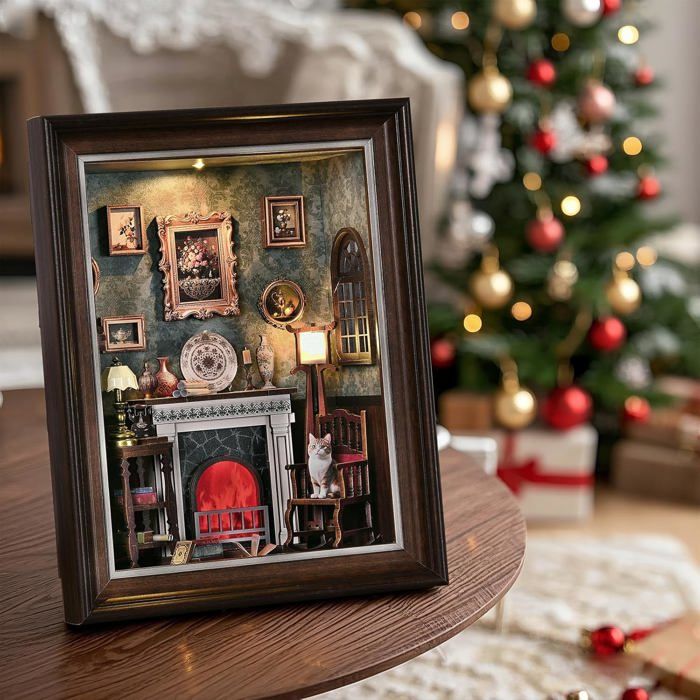 Kit Maison Miniature 3D – Coin De Livre Famille Dracula En Bois, LED Intégrées, Puzzle DIY Dès 9 Ans