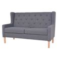 Canapé droit fixe 2 places Moderne Sofa de salon Canapé de relaxation Tissu Gris Meuble© ®MOEFAN®-0