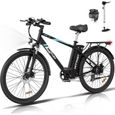 HITWAY Vélo Électrique - E-bike 26" - Charge max 120kg - Shimano 7 Vitesses - Moteur 250W - Batterie Amovible 36V/14Ah - Noir-0