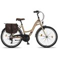 Un vélo de ville pour femme de 26-28 pouces avec cadre en aluminium [26 pouces, Brun lait]-0