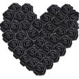 50PCS Rose Artificielle Tête de Fleur Noir Décoration Toussaint Mariage Anniversaire Party Cérémonie Accessoire de Cheveux (Noir)-0