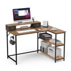 Mondeer Bureau d'Angle en Forme de L, avec 2 Étagères 120x88.5x90cm,Brun Vintage