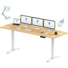 FlexiSpot QB2 Bureau Assis Debout 200 x 80 cm avec 2 Moteurs Puissants, Bureau Électrique avec Fonction Mémoire (Blanc + Maple)