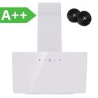 FIREGAS Hotte aspirante 60 cm-recirculation et évacuation-420 m³/h-3 Vitesses-CC130 Filtre à charbon-Blanc-écran tactile-A++