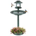 COSTWAY 3 en 1 Mangeoire à Oiseaux sur Pieds avec Lumières Solaires et LED, Base de Jardinière, pour Jardin Cour Pelouse, Bronze