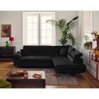 BESTMOBILIER Dimas - canapé d'angle droit 5 places - convertible avec coffre et têtières réglables - en velours - Noir