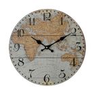 MOBILI REBECCA Rebecca Mobili Horloge Murale avev Carte Du Monde Mdf Brun Gris Style Rétro pour Cuisine