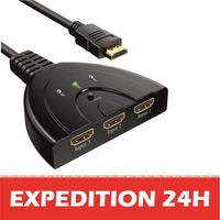 HDMI Switch 1080P, ZAMUS Multiprise HDMI 3 Ports Commutateur HDMI Sélecteur Splitter Manuel 3 Entrées à 1 Sortie Un Câble Haute Vite