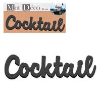Mot Déco bois 3D 'Cocktail' noir - 45x11.5x1.5 cm [Q6559]