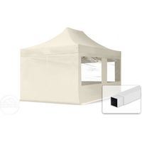 Tente pliante TOOLPORT 3x4,5 m - Acier, PES 300g/m² - Côté panoramique - Couleur crème