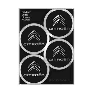 Autocollant Jante Citroën Lot De 4 Emblèmes Centraux De Roue CITROËN DS3 DS4 DS5 - 60mm, Noir - Cache Moyeu / Enjoliveur Central Logo DS3 DS4 DS5 60mm Noir