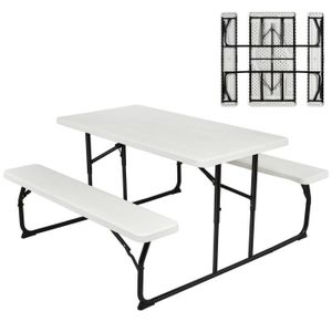 OXEO Table Pliante Jardin 8 Personnes – Pliable, Portable Avec Poignée, Idéale Pique-Nique, Camping, Terrasse Ou Fêtes